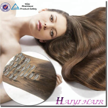 Factory Direct 120 160 220 260 grams/set Double Drawn Thick Ends Triple Weft With Lace Attached Clip in Hair Extension